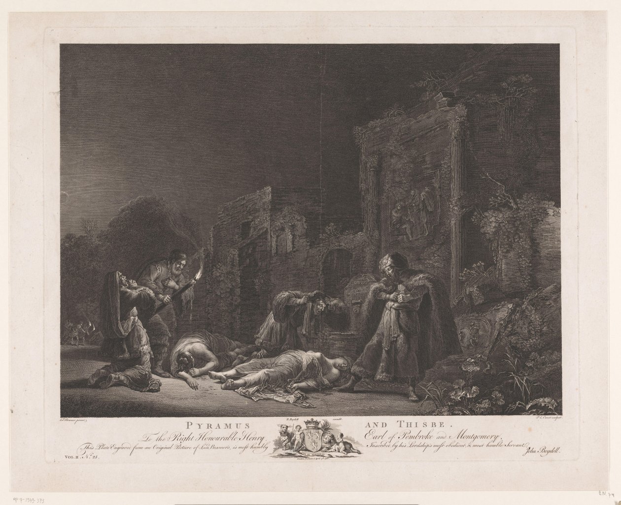 Pyramus und Thisbe von Pierre-Charles Canot: Kunstdruck