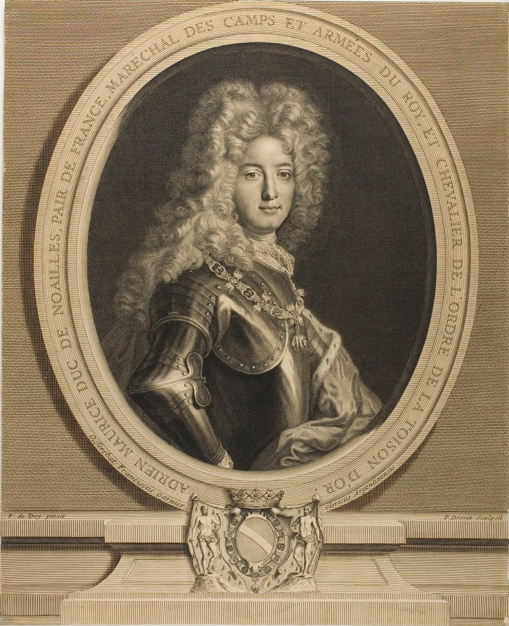 Porträt von Adrien-Maurice, Herzog von Noailles von Pierre Drevet