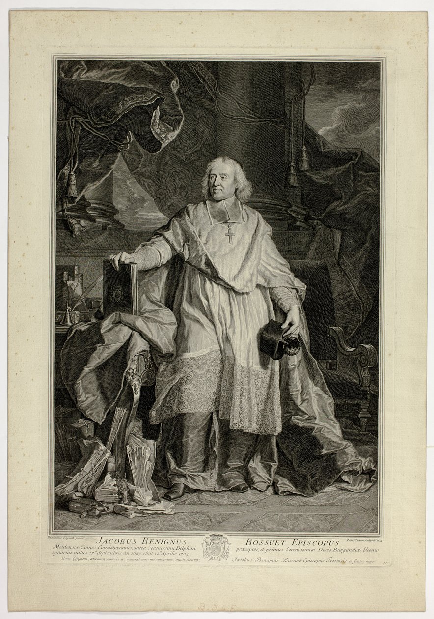 Porträt von Jacques Bénigne Bossuet, Bischof von Meaux von Pierre Drevet