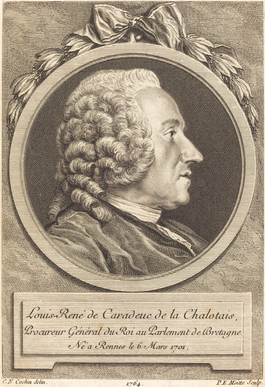 Louis-Rene de Caradeuc de la Chalotais von Pierre Etienne Moitte after Charles Nicolas Cochin II