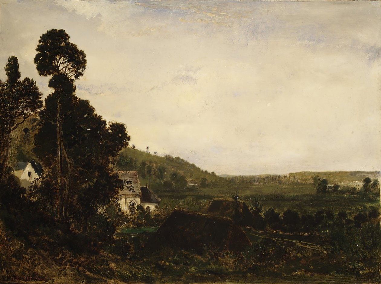 Eine alte Kapelle in einem Tal, ca. 1835