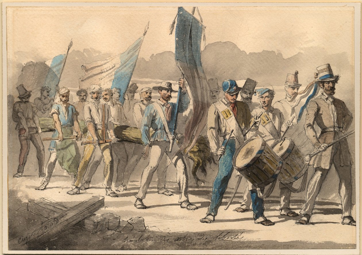 Das Pflanzen eines Freiheitsbaums in Frankreich 1848, 1848 von Pierre Eugène Lacoste