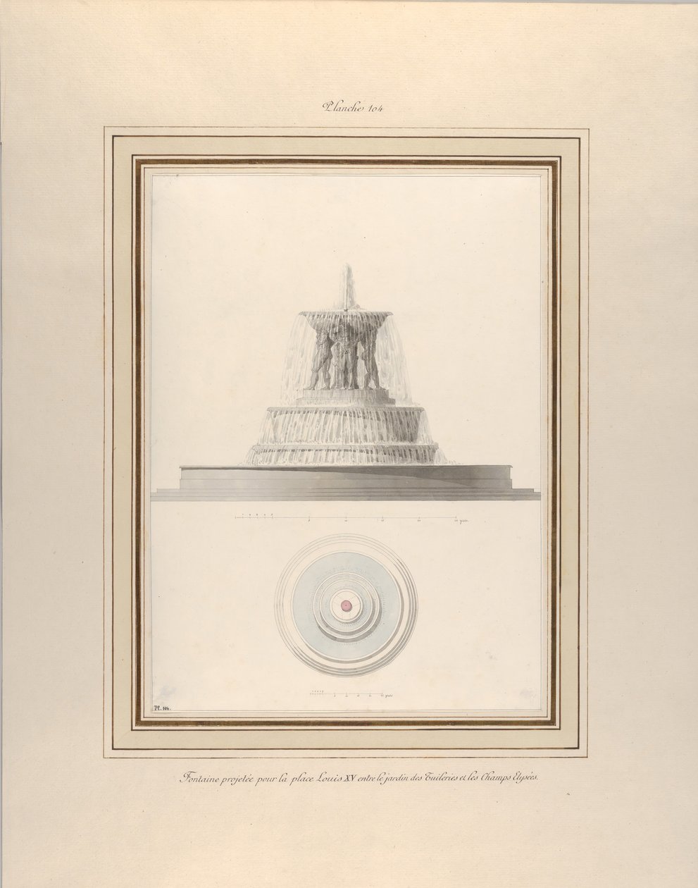 Entwurf für einen Brunnen für La Place Louis XV, ca. 1806 von Pierre Francois Leonard Fontaine
