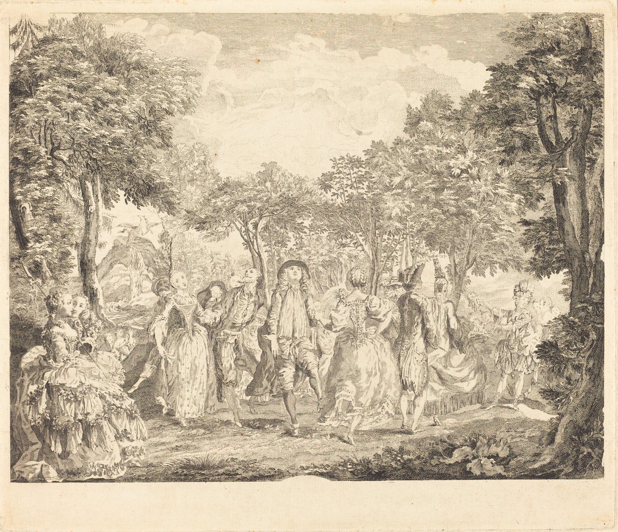 Ballett an der Oper von Pierre François Basan after Gabriel Jacques de Saint Aubin