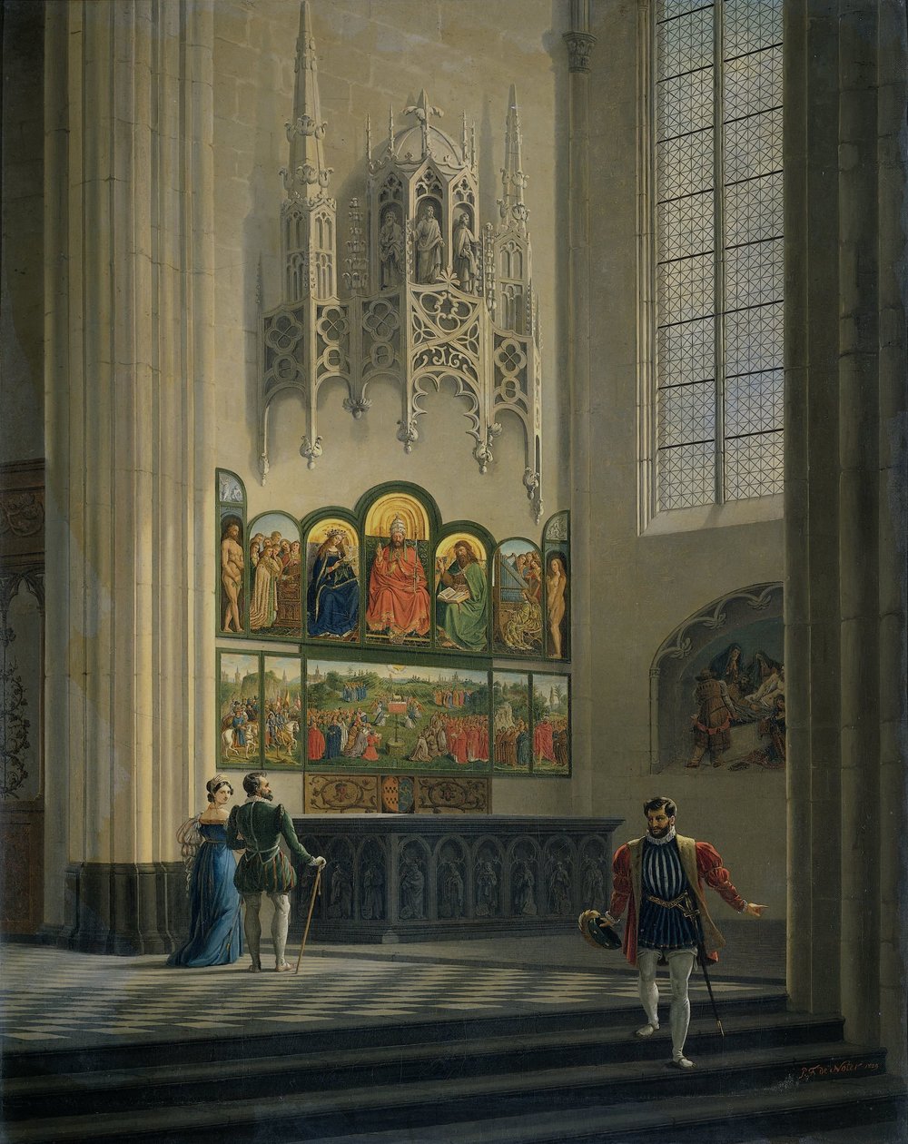 Der Genter Altar von den Brüdern van Eyck in der St.-Bavo-Kathedrale in Gent von Pierre François De Noter