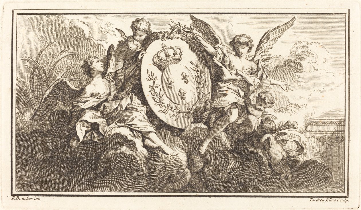 Königliches Wappen von Ludwig XV. von Pierre François Tardieu or Jacques Nicolas Tardieu after François Boucher