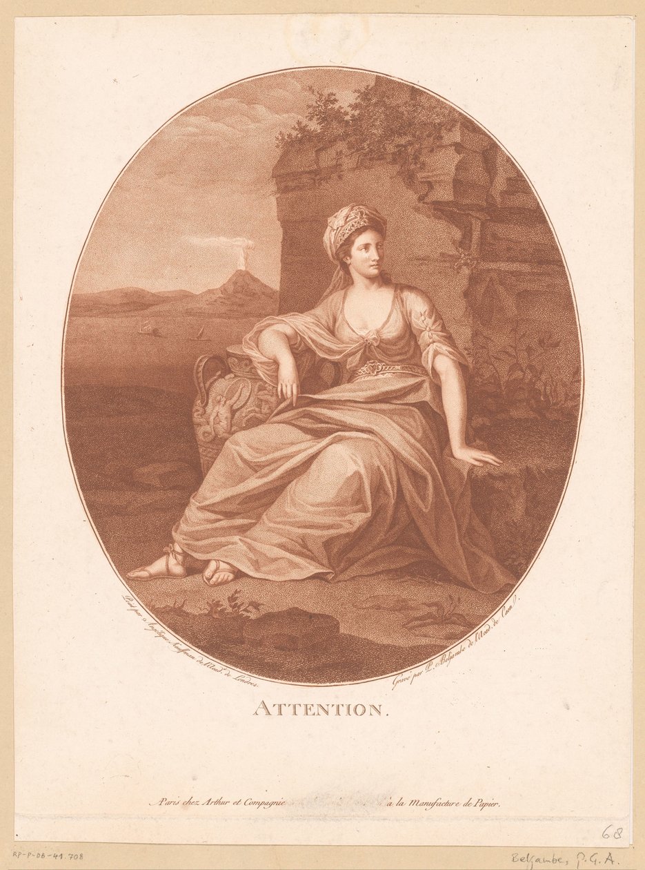 Antike weibliche Figur in Vulkanlandschaft von Pierre Guillaume Alexandre Beljambe