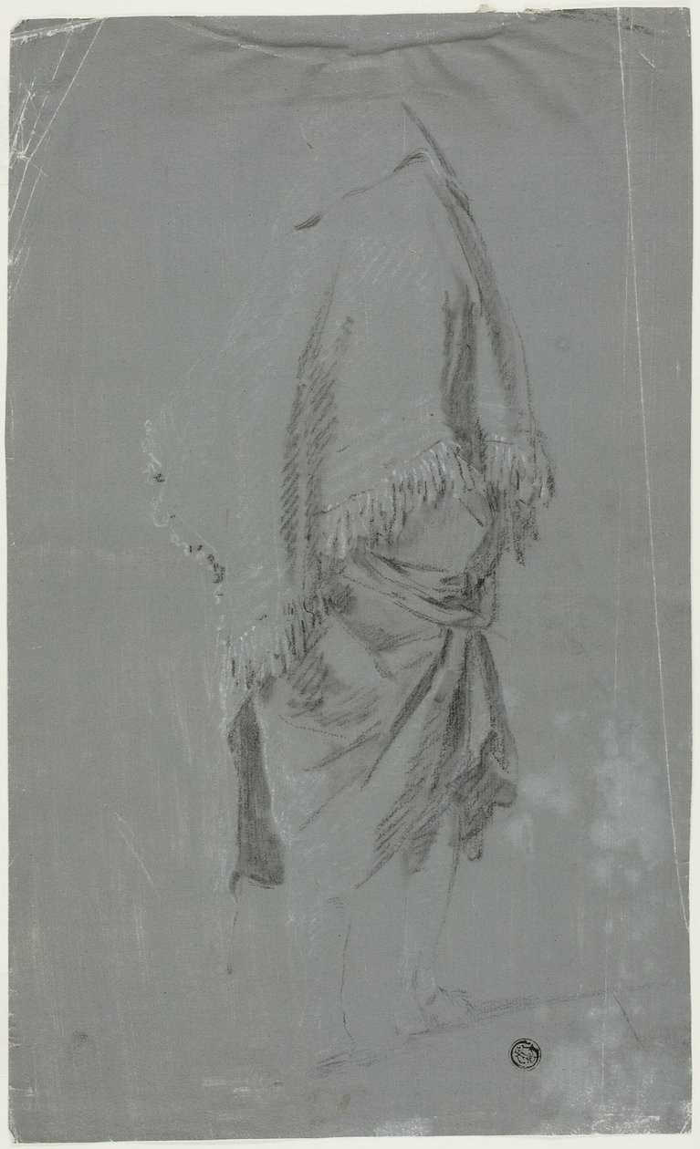 Frau mit Schal von hinten gesehen von Pierre Jacques Volaire