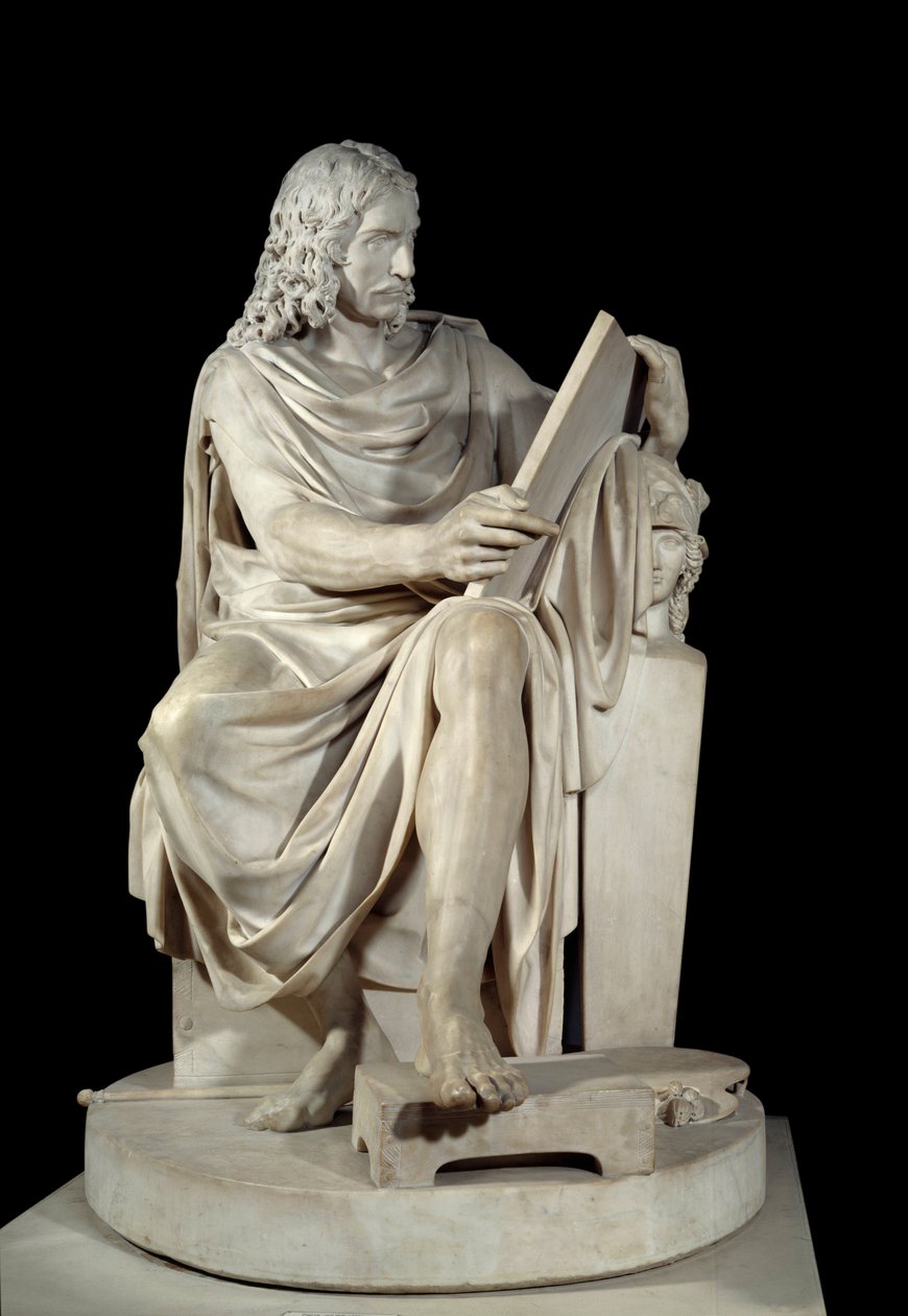Der französische Maler Nicolas Poussin. Marmorskulptur von Pierre Julien von Pierre Julien