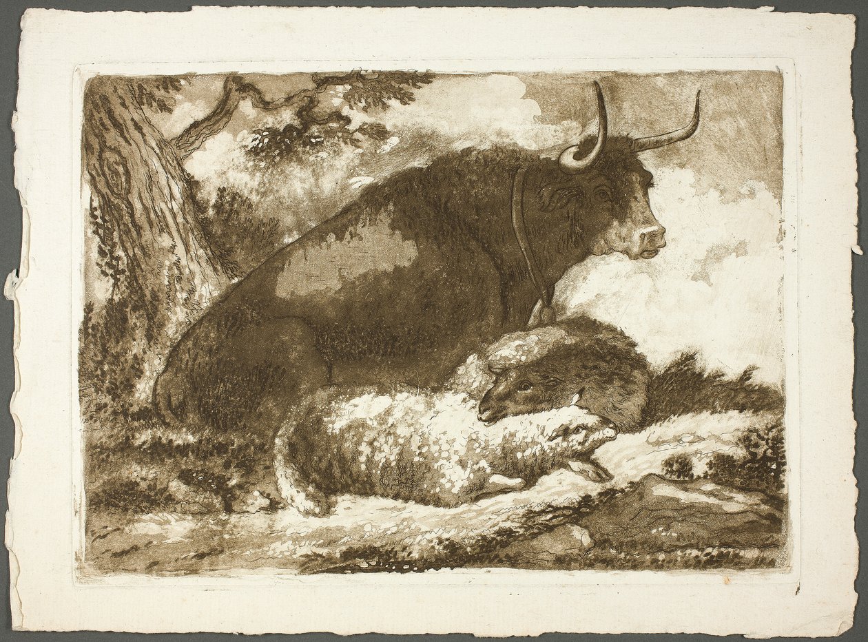 Ein Stier und zwei Schafe von Pierre Lelu