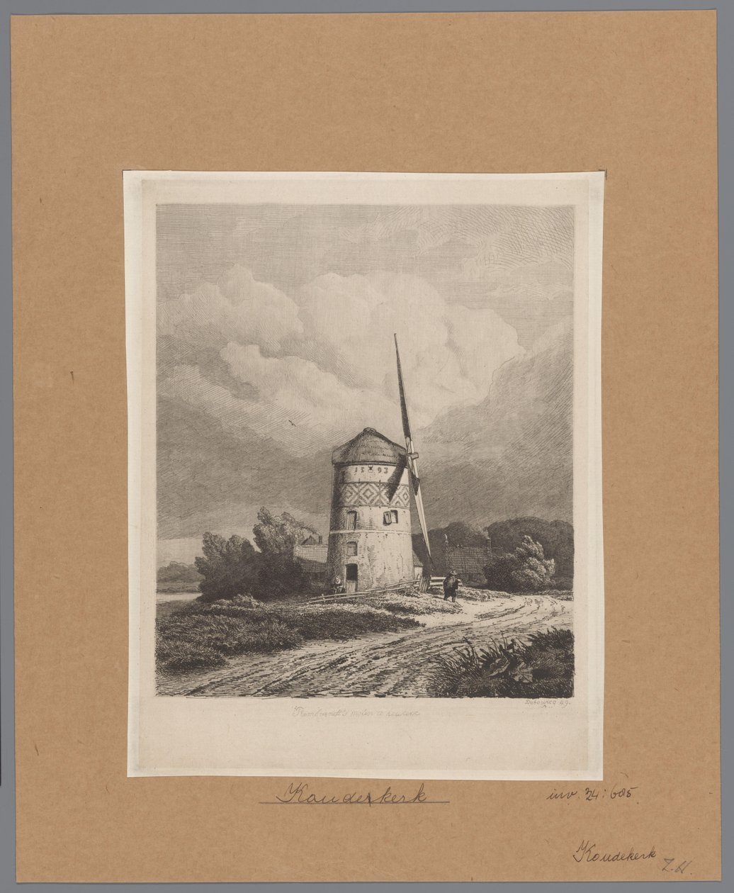Ansicht der Steenmolen oder Rembrandts Mühle in Koudekerk aan den Rijn von Pierre Louis Dubourcq