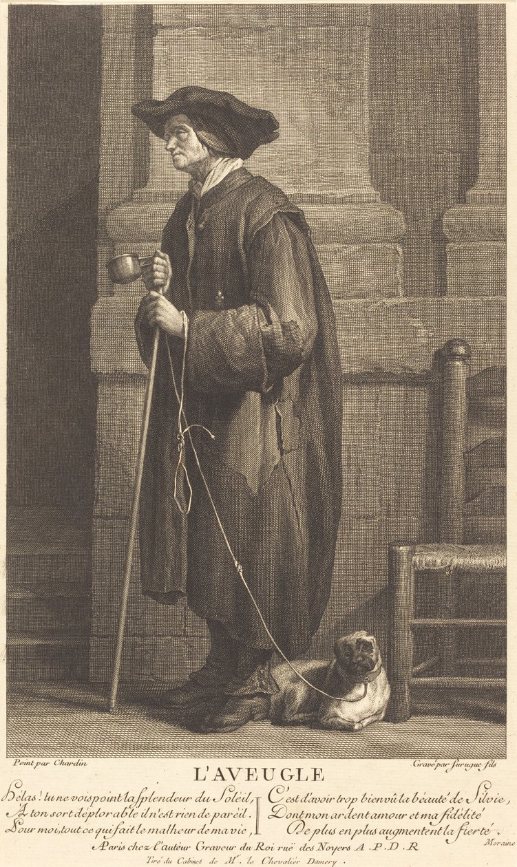 Der blinde Bettler von Pierre Louis de Surugue after Jean Siméon Chardin