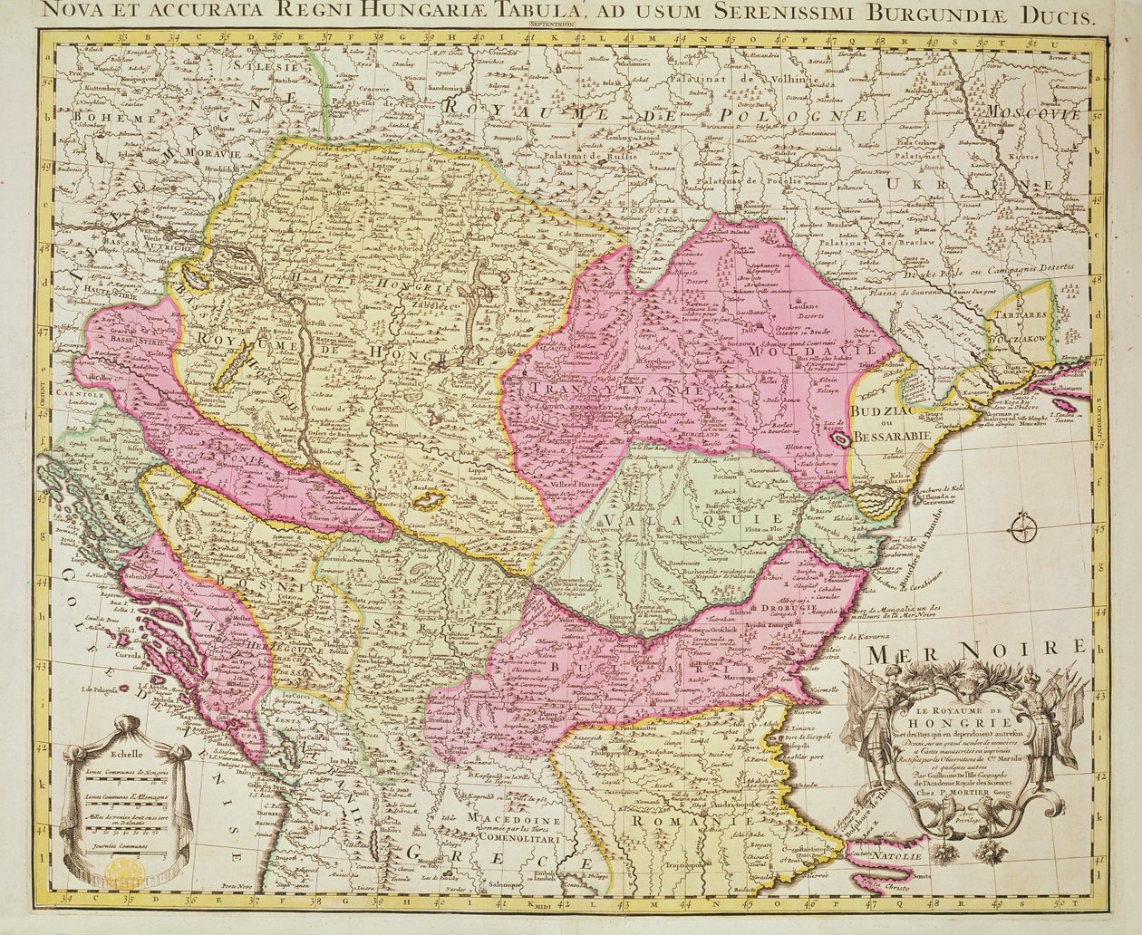 Karte des Königreichs Ungarn (handkolorierte Gravur) von Pierre Mortier