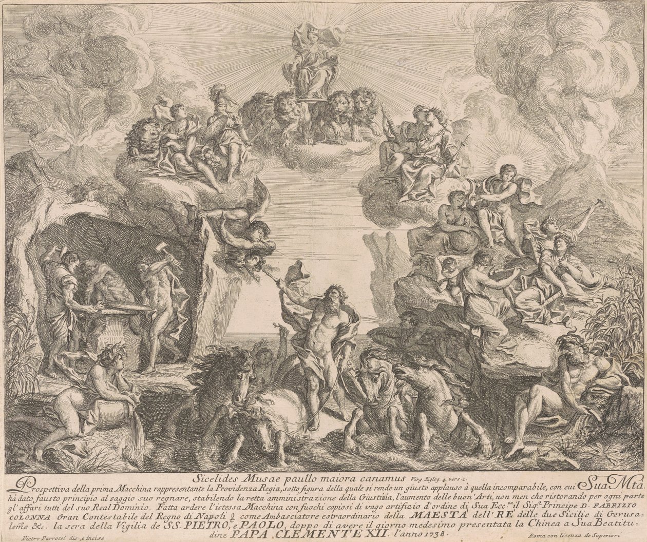 Die Prima Macchina für die Chinea von 1738: Allegorie der königlichen Vorsehung von Pierre Parrocel