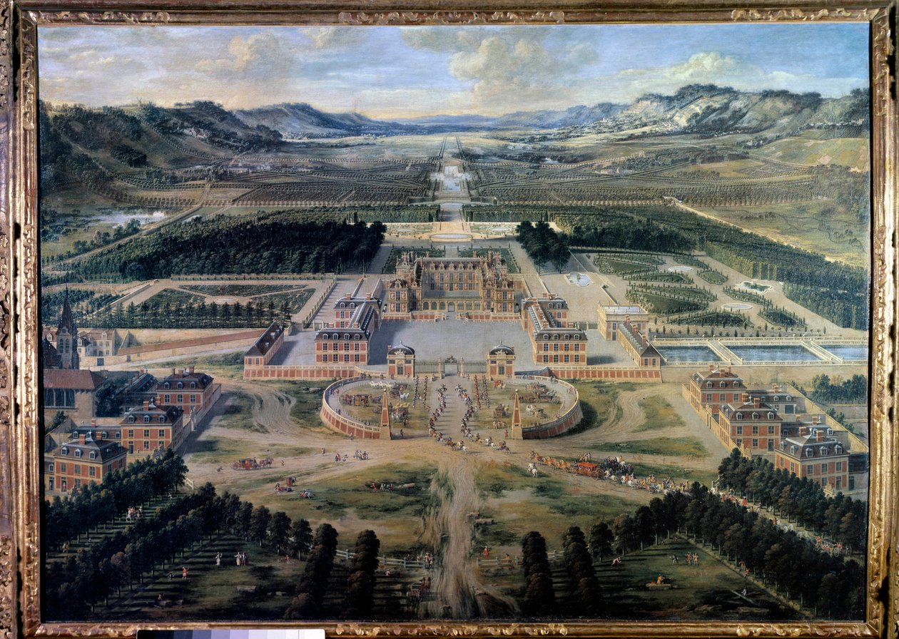 Ansicht des Schlosses und der Gärten von Versailles, von der Pariser Allee aus gesehen von Pierre Patel
