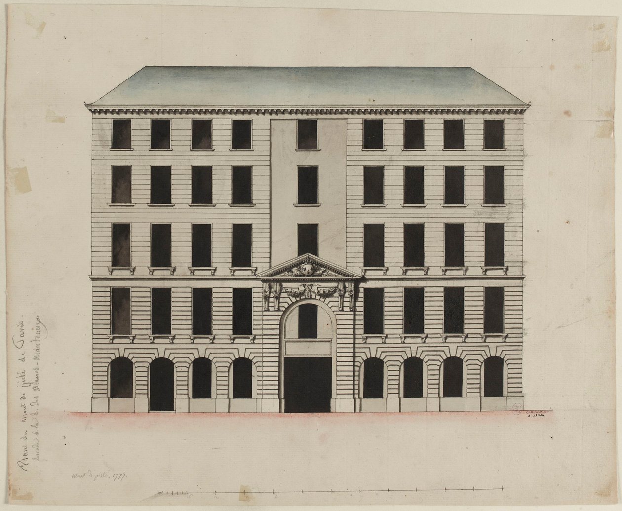 Fassade des Mont-de-Piété an der Rue des Blancs-Manteaux von Pierre Payen