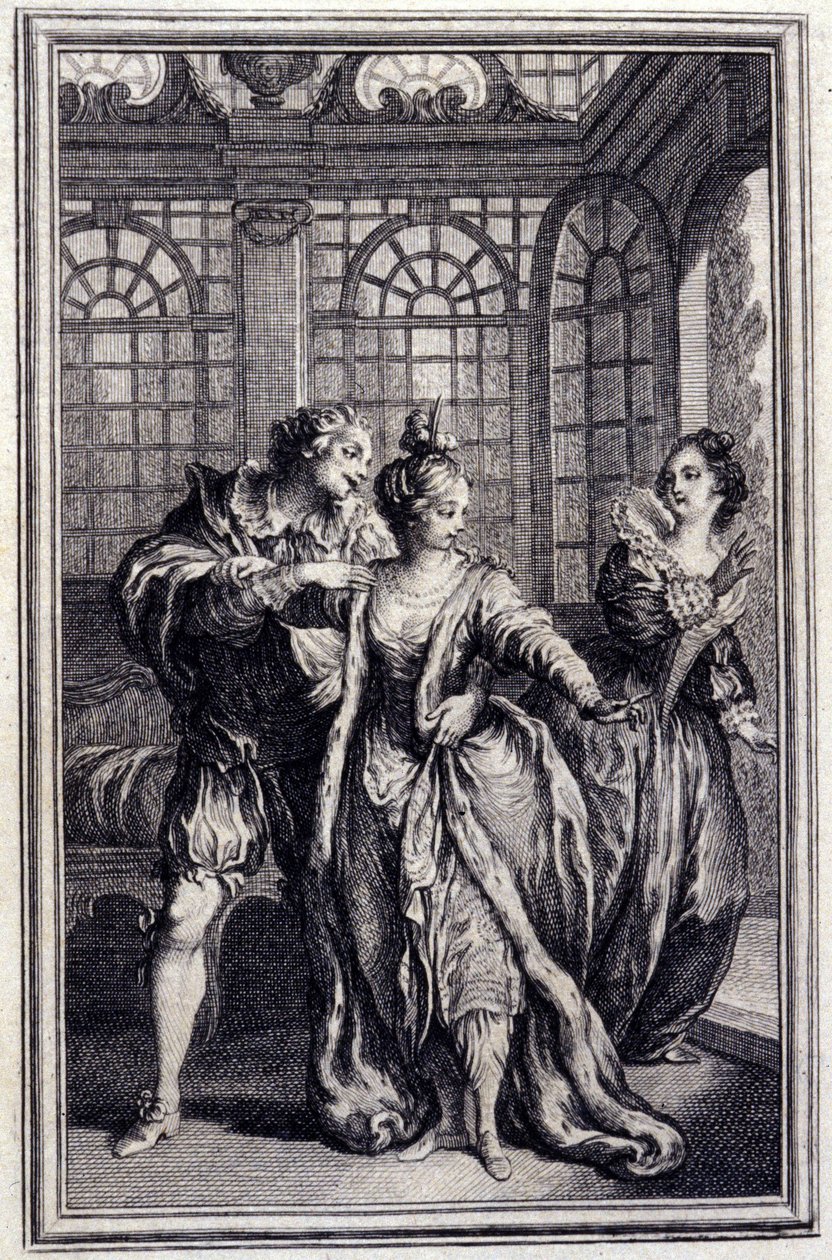 La fiancée du roi de Garbe - in „Tales et nouvelles en vers“ von Jean La Fontaine. 1776. Illustration von P.P. Choffard von Pierre Philippe Choffard