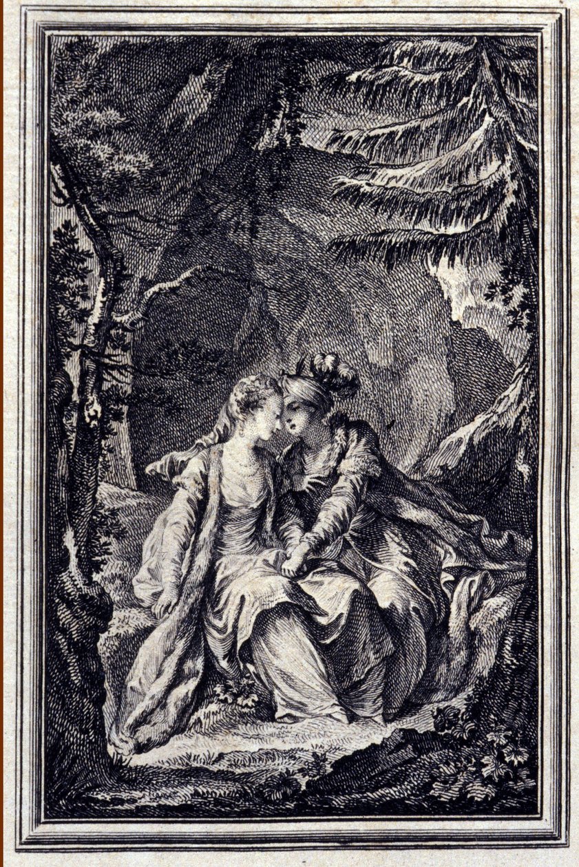 Die Braut des Königs von Garbe - in „Tales et nouvelles en vers“ von Jean La Fontaine. 1776. Illustration von P.P. Choffard von Pierre Philippe Choffard