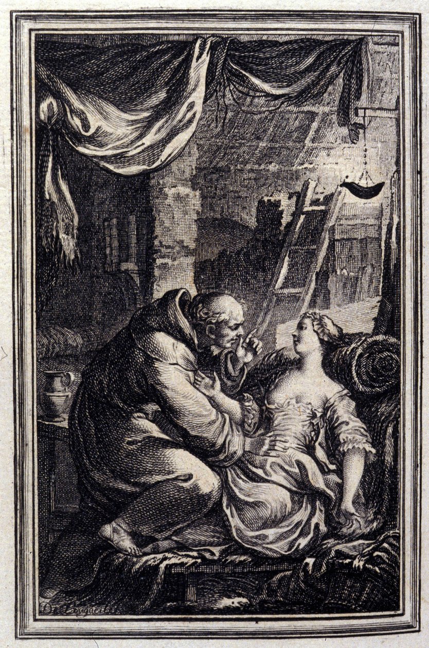 Der Teufel in der Hölle - in „Tales et nouvelles en vers“ von Jean La Fontaine. 1776. Illustration von P.P. Choffard von Pierre Philippe Choffard