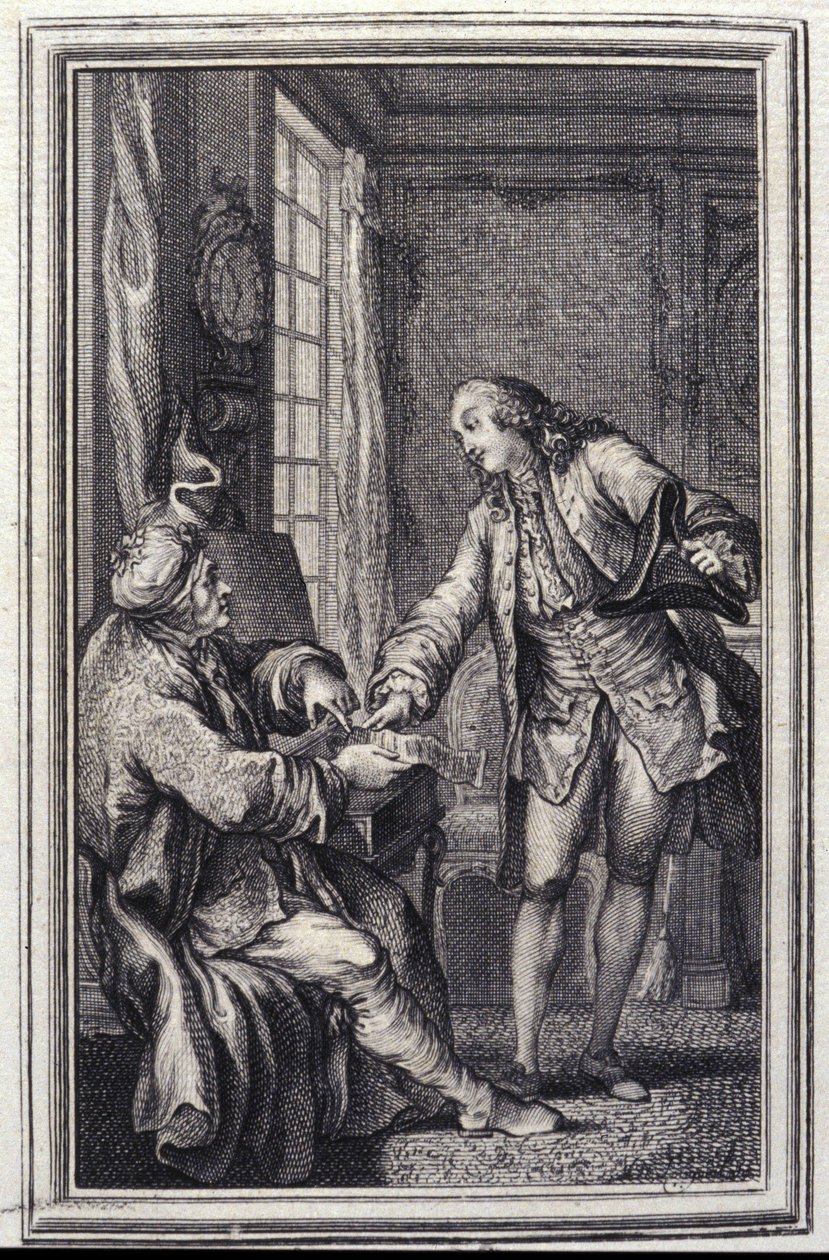 Les confeux indiscrets - in „Erzählungen und neue Verse“ von Jean La Fontaine. 1776. Illustration von P.P. Choffard. von Pierre Philippe Choffard