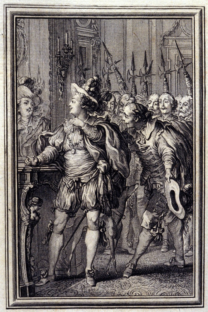 Mona Lisa in „Tales et nouvelles en vers“ von Jean La Fontaine. 1776. Illustration von P.P. Choffard. von Pierre Philippe Choffard