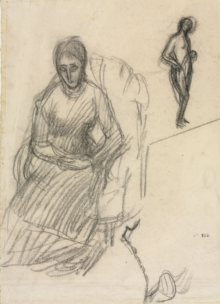 Studie von Madame Marie Cantacuzène; Studie einer stehenden weiblichen Aktfigur von Pierre Puvis de Chavannes
