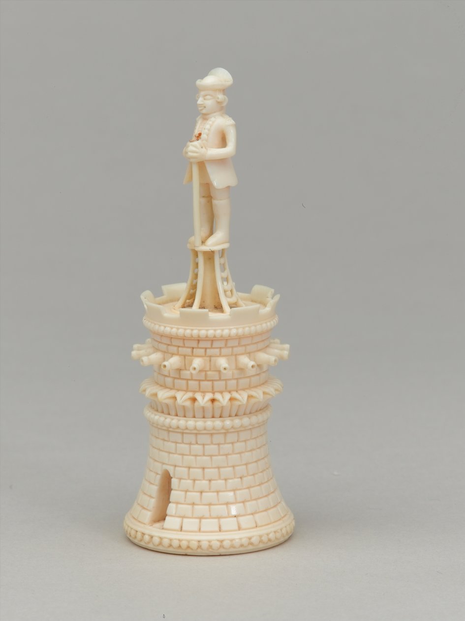 Weißer Turm, Schachfigur, Indien, ca. 1820 von Pierre Simon Dequoy