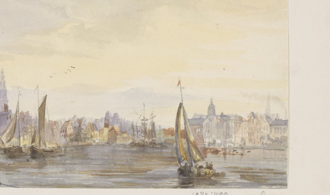Ansicht einer Stadt am Wasser von Pierre Tetar van Elven