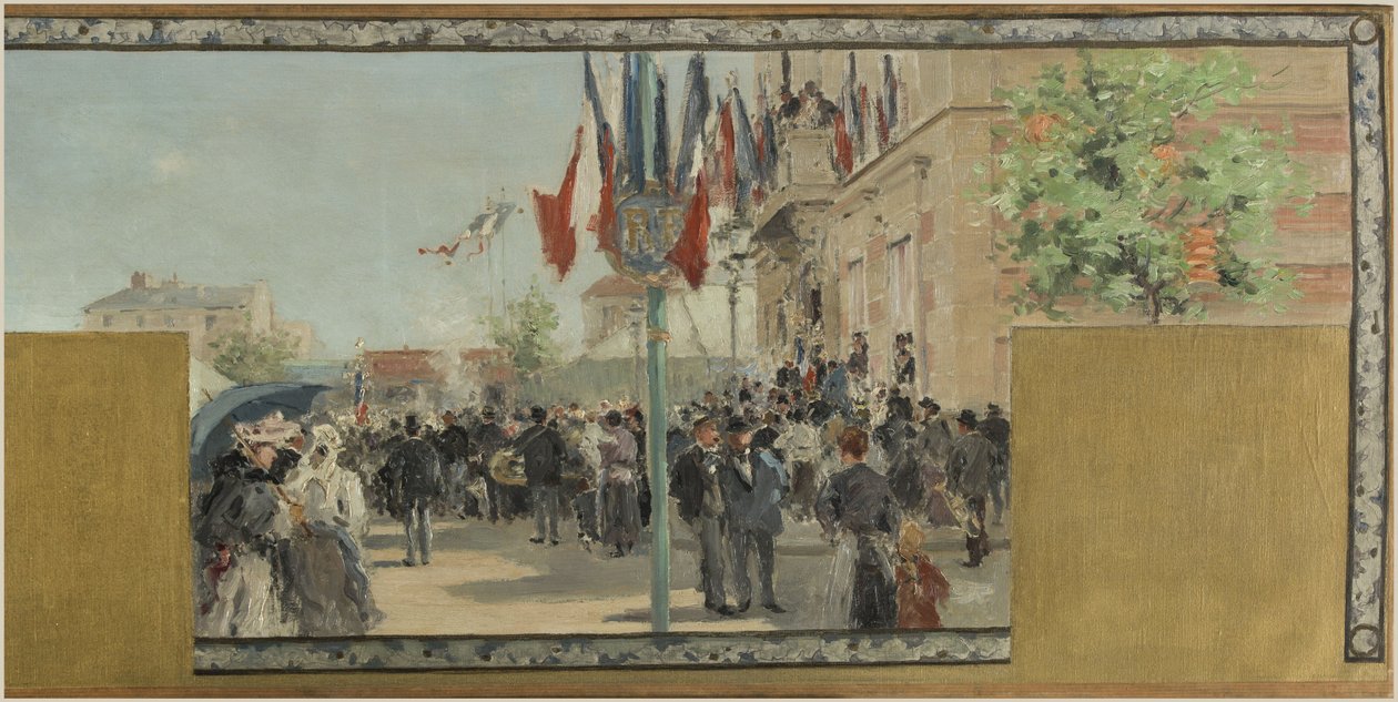 Skizze für das Rathaus von Bagnolet: Sommer. La fête de Bagnolet am Tag der Krönung der Rosenkönigin von Pierre Vauthier