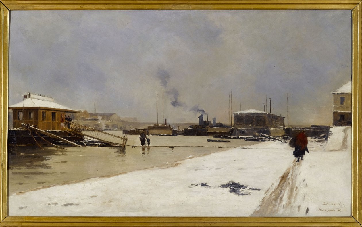 Der niedrige Hafen der Tolbiac-Brücke während der Flut von Pierre Vauthier