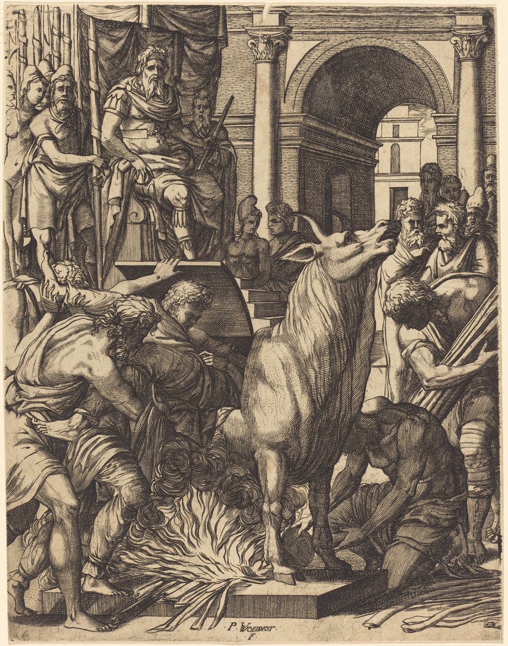 Der eherne Stier von Phalaris von Pierre Woeiriot