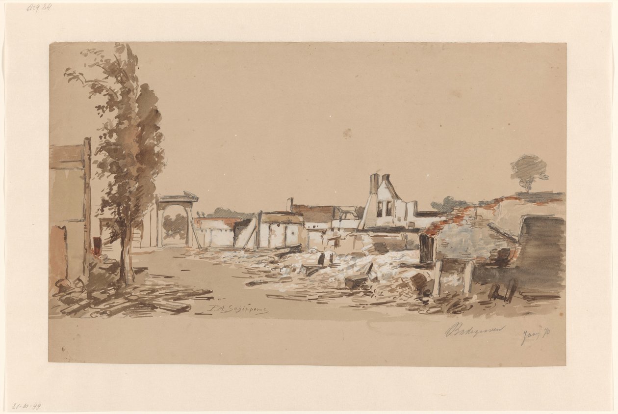 Ruinen von Bodegraven nach dem Brand vom 31. Mai 1870 von Piet Schipperus