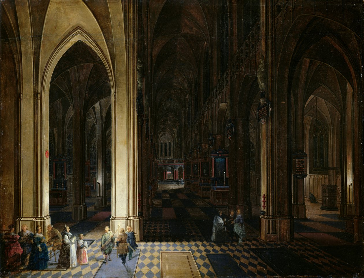 Das Innere der Kathedrale von Antwerpen bei Kerzen- und Fackellicht von Pieter Neefs