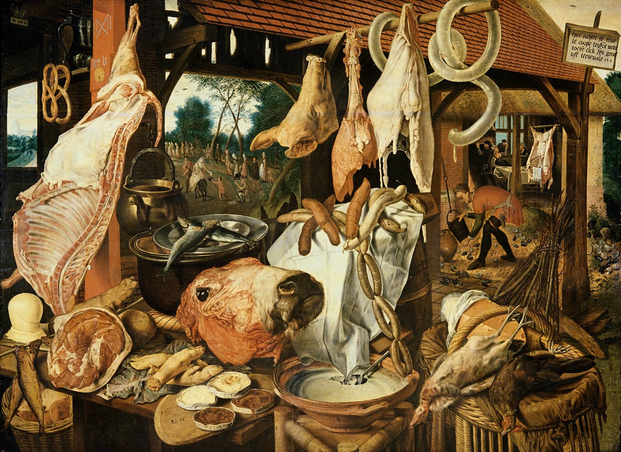 Flucht nach Ägypten, (Der Fleischmarkt), 1551 von Pieter Aertsen