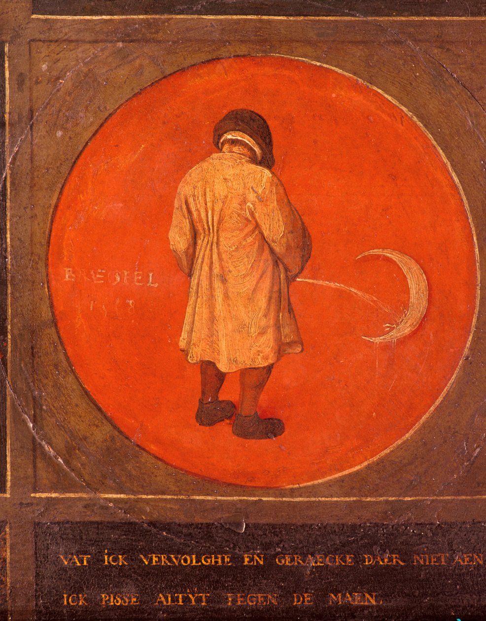 Was auch immer ich tue, ich bereue es nicht, ich pisse weiter gegen den Mond, um 1558-1560 von Pieter Bruegel the Elder