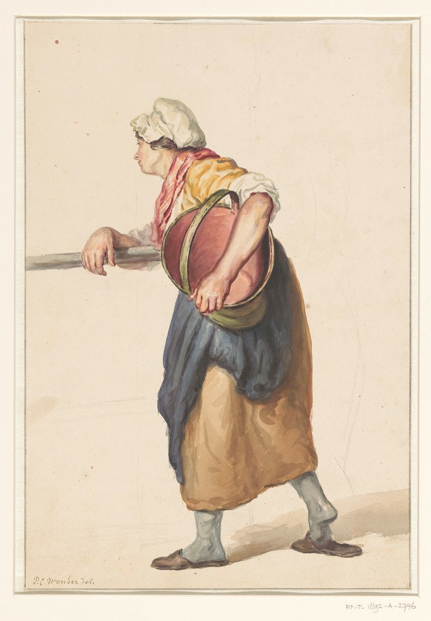 Stehende Frau mit einem Eimer unter dem Arm von Pieter Christoffel Wonder