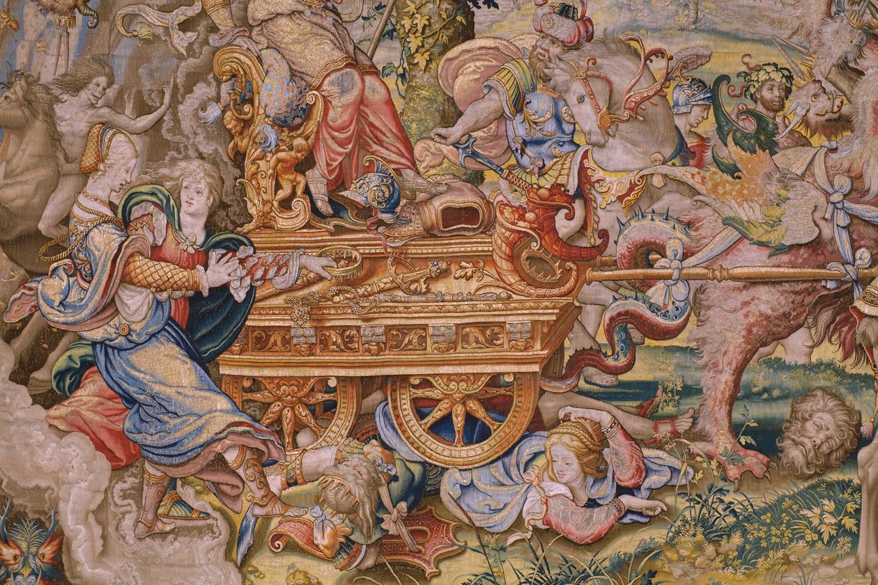 Flämischer Wandteppich. Serie Die sieben Todsünden: Eitelkeit. Zeichner Pieter Coecke van Aelst. Atelier von Brüssel. Ca. 1542-1544. von Pieter Coecke van Aelst