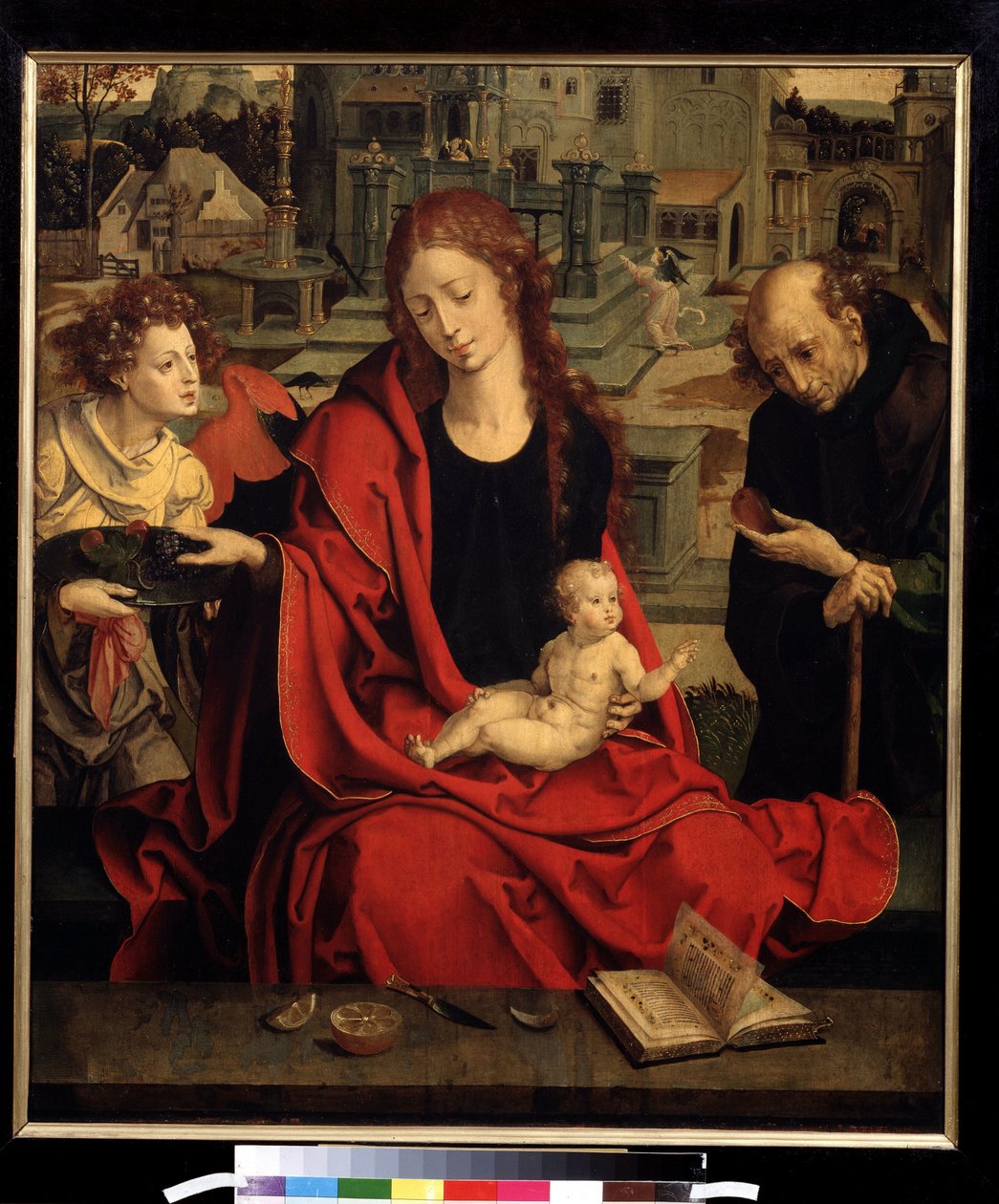 Die Heilige Familie mit einem Engel von Pieter Coecke van Aelst