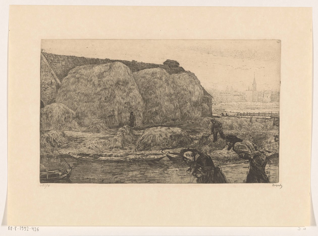 Bauernhof mit Heuschobern am Jaagpad in Amsterdam von Pieter Dupont (signed by artist)