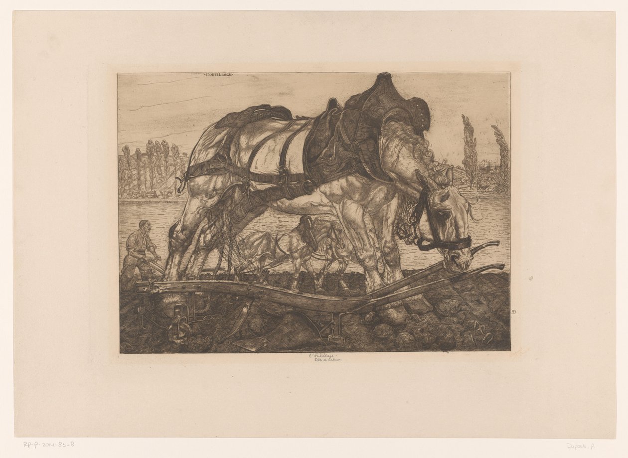 Pflugpferd an den Ufern der Seine von Pieter Dupont (signed by artist)