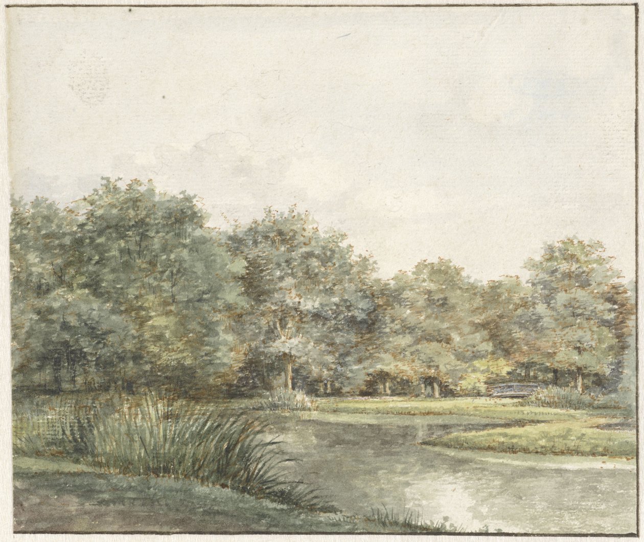 Landschaft mit Bäumen am Wasser von Pieter Ernst Hendrik Praetorius