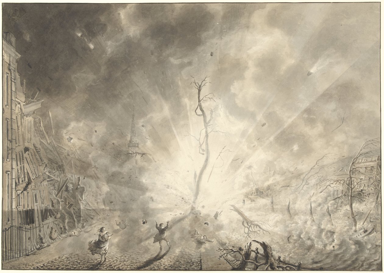 Die Pulverexplosion in Leiden, 12. Januar 1807 von Pieter Gerardus van Os (signed by artist)