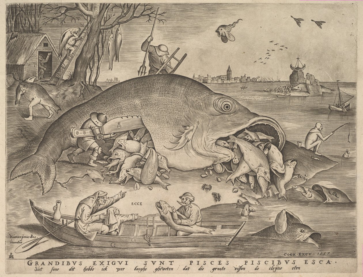 Große Fische fressen kleine Fische, 1557 von Pieter Heyden van der