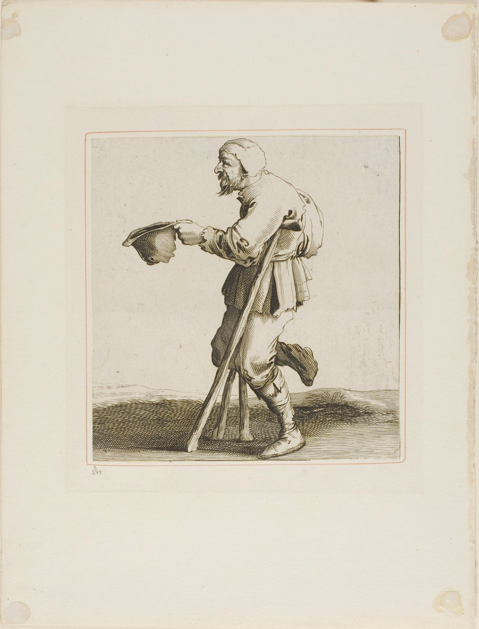 Lahmer Bettler bittet um Almosen, aus T is al verwart-gaern (Es ist schon verwirrend) von Pieter Jansz. Quast