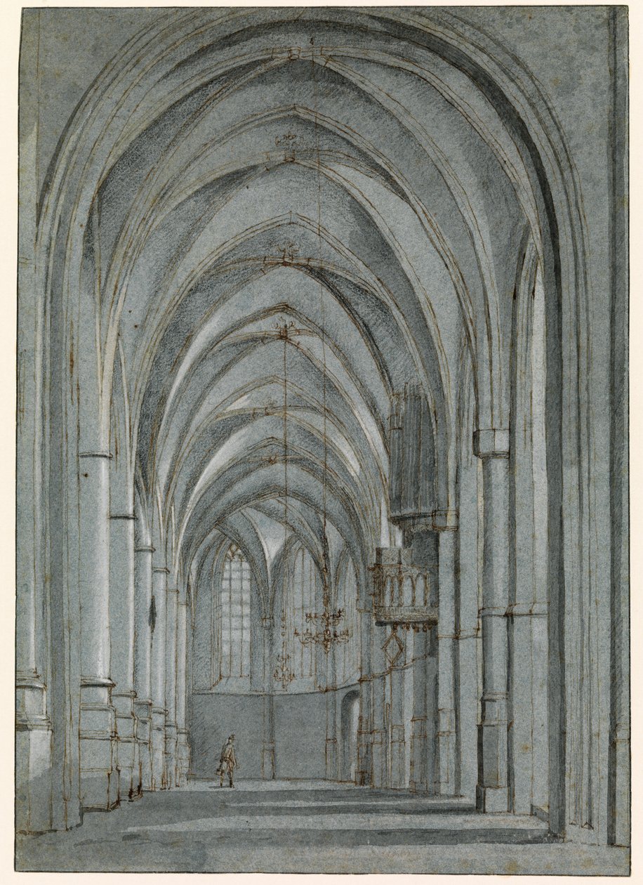 Südliches Seitenschiff der Sint Bavokerk, Haarlem von Pieter Jansz Saenredam