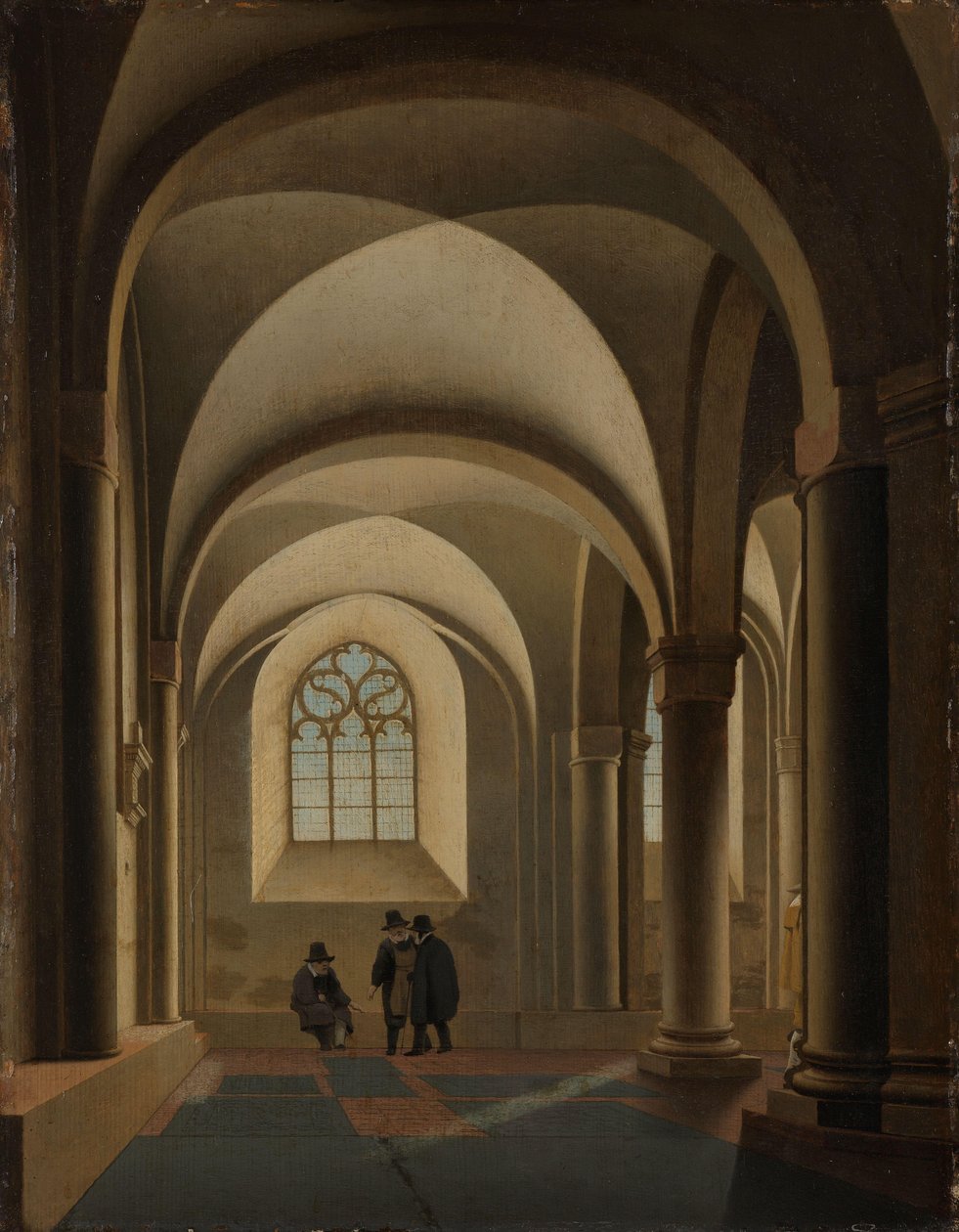 Die westlichsten Buchten des südlichen Seitenschiffs der Mariakerk in Utrecht von Pieter Jansz Saenredam