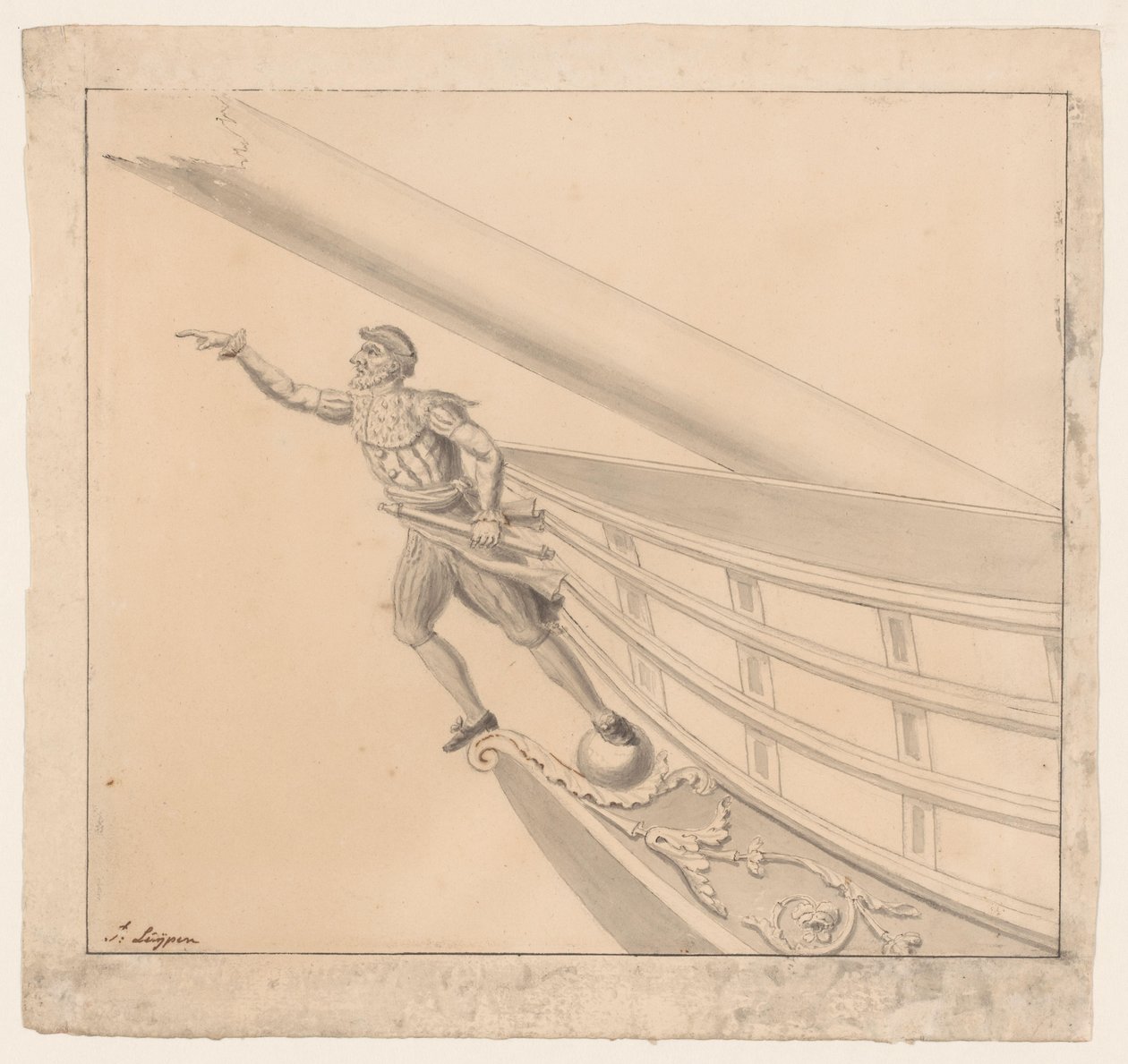 Galionsfigur eines Mannes mit einem Fernglas von Pieter Luypen (signed by artist)