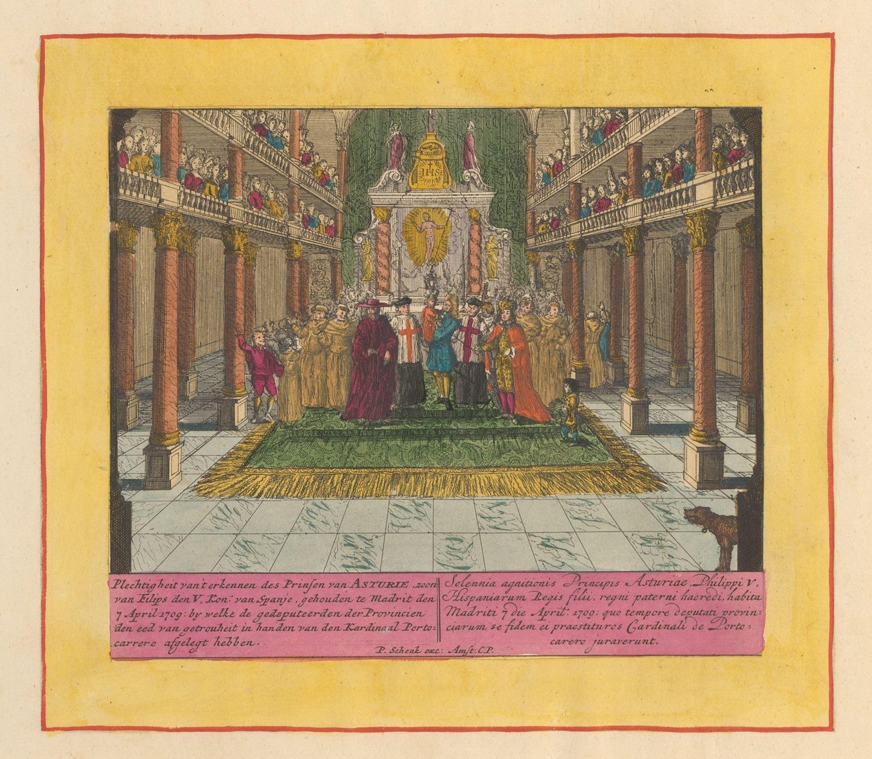 Erkenning van Lodewijk Filips, prins van Asturië en zoon van koning Filips V van Spanje, 1709 von Pieter Schenk (I)