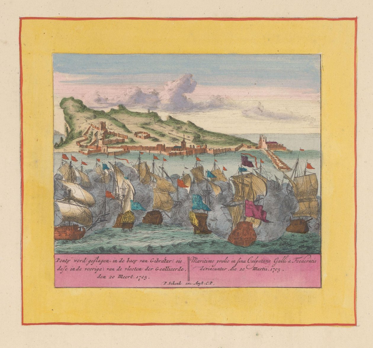 Seeschlacht bei Gibraltar, 1705 von Pieter Schenk (I)
