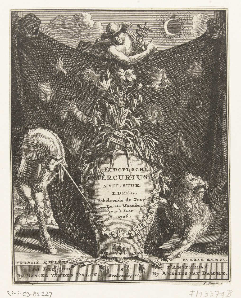 Titelseite für den Europischen Mercurius für das Jahr 1706 von Pieter Sluyter
